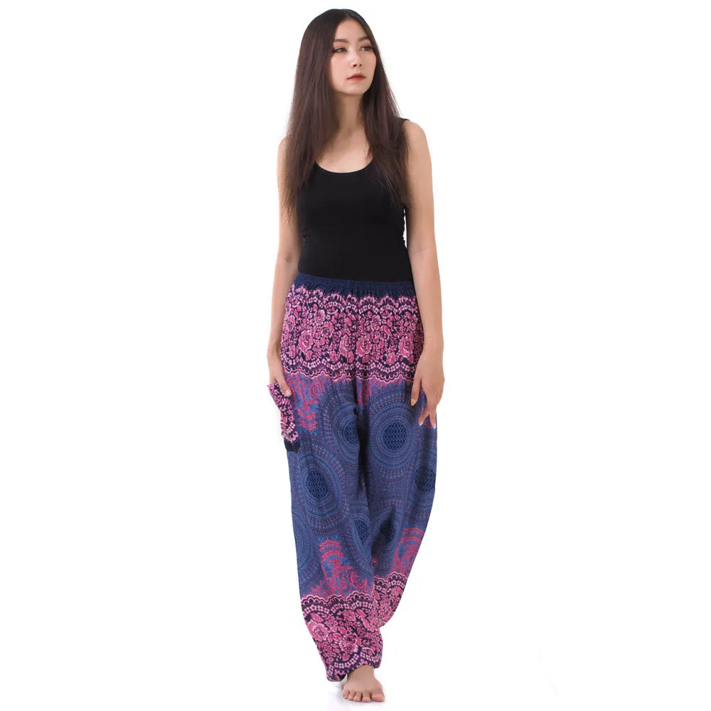 Women's Mandala Harem Pants Red Ruby Cosmos