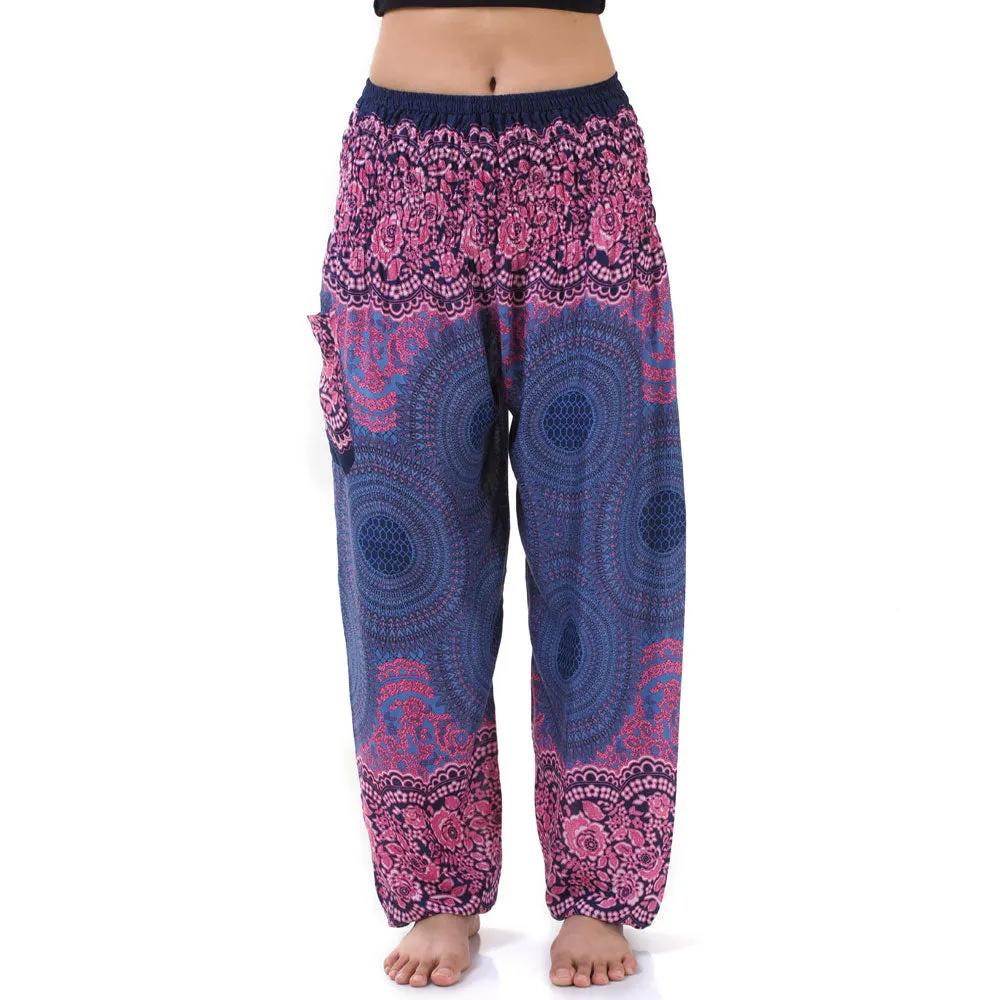 Women's Mandala Harem Pants Red Ruby Cosmos