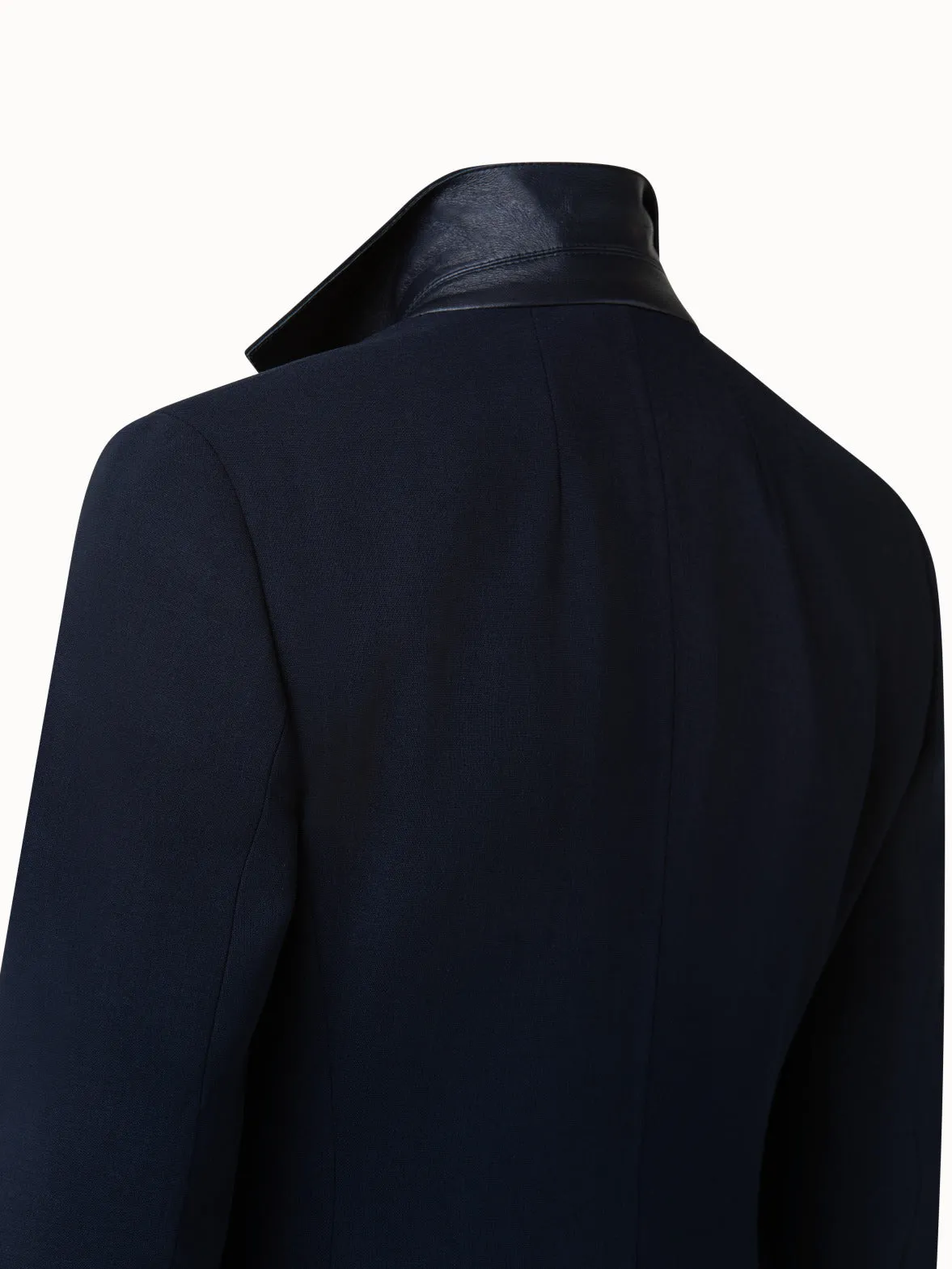 Wool Double-Face Blazer with a Leather-Lined Collar