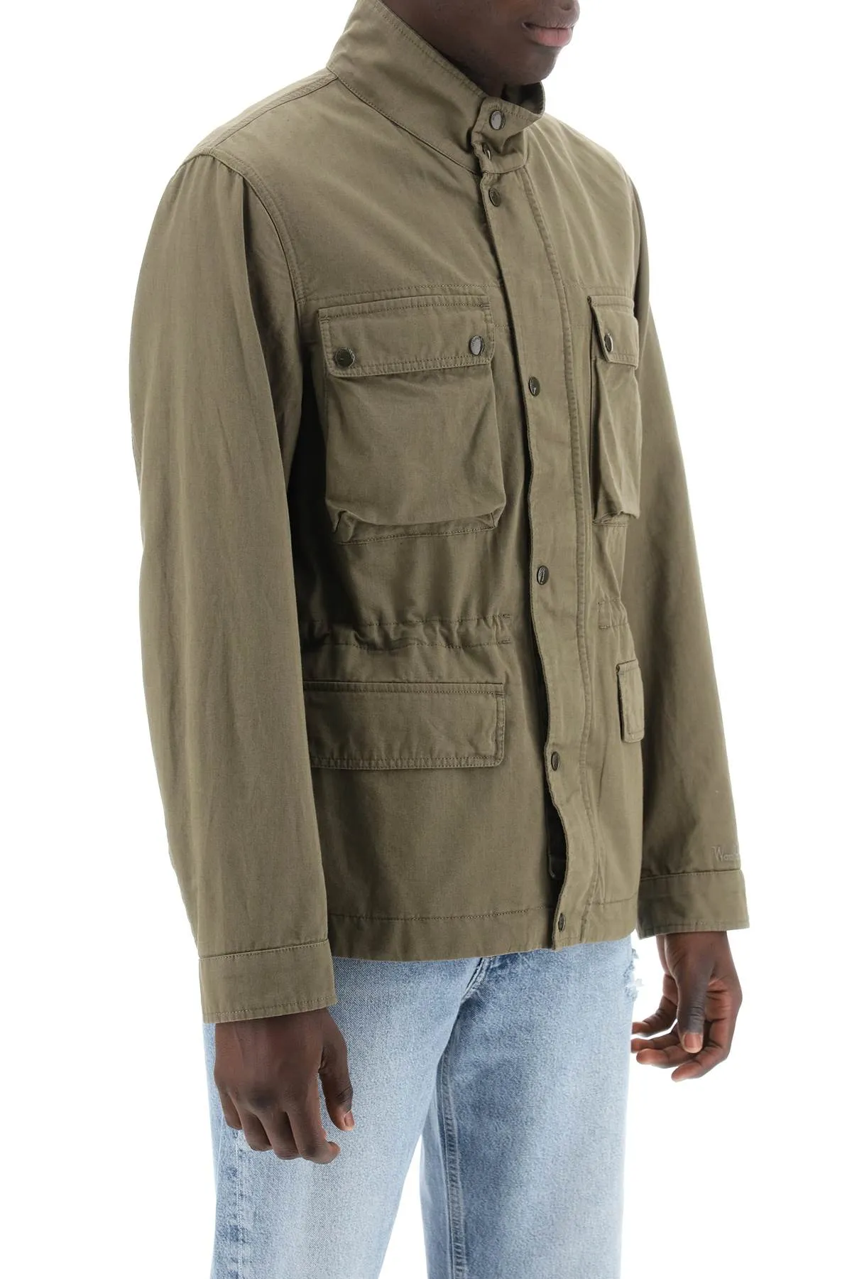 Woolrich Field Jacket In Cotton And Linen Blend